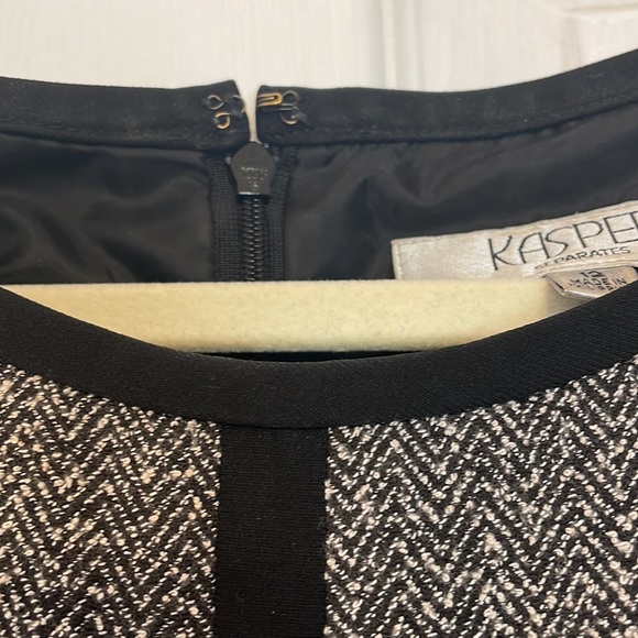 Kasper Separates Black and White Herringbone Tweed Dress - Picture 3 of 12